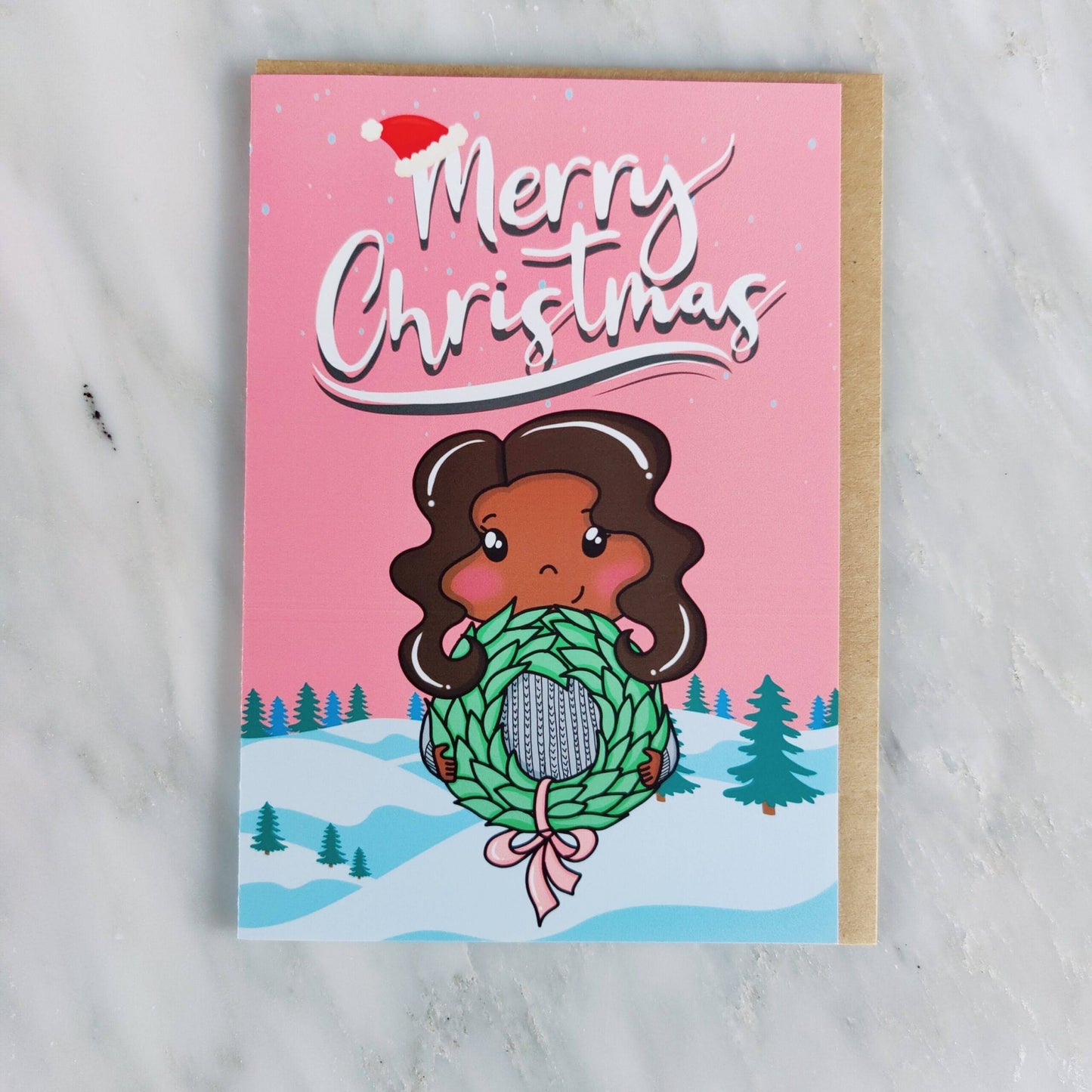 PINK MERRY CHRISTMAS GREETING CARD image 0