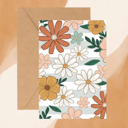Fall Floral - Stripes Greeting Card image 0