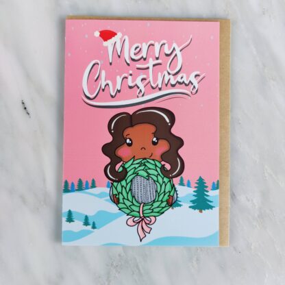 PINK MERRY CHRISTMAS GREETING CARD